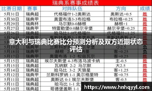 意大利与瑞典比赛比分预测分析及双方近期状态评估